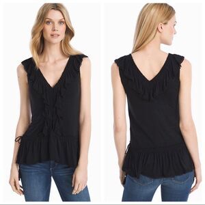 Whbm sleeveless Black Ruffled Top Blouse Shirt XS